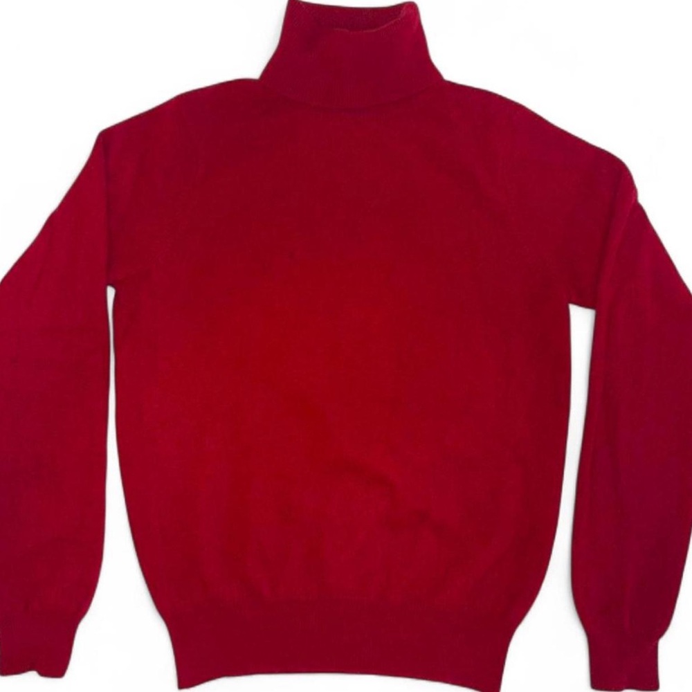 Saks Fifth Avenue Vintage 90s CHERRY Red Cashmere Turtleneck Sweater